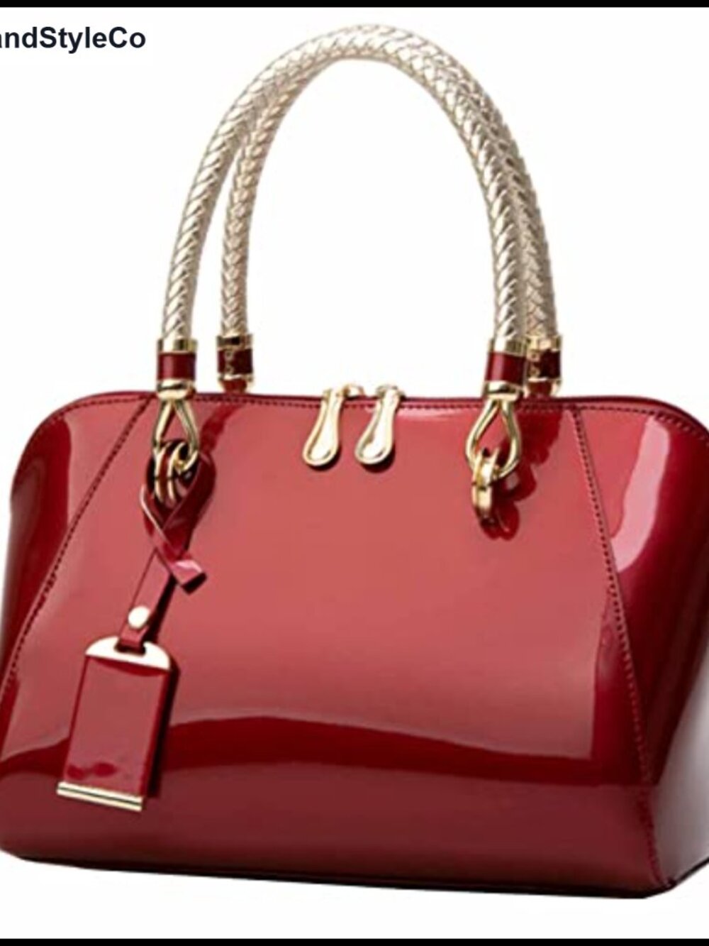 Womens Satchel Purse Shiny Patent PU Leather Shoulder Tote with Top Handle